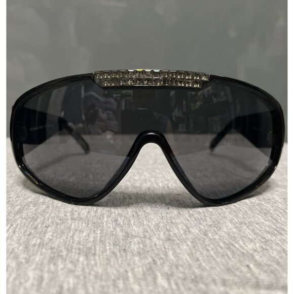 Michael Kors Womens Shield Visor Black Crystals Sunglasses MK 18305 Futuristic - Picture 1 of 12